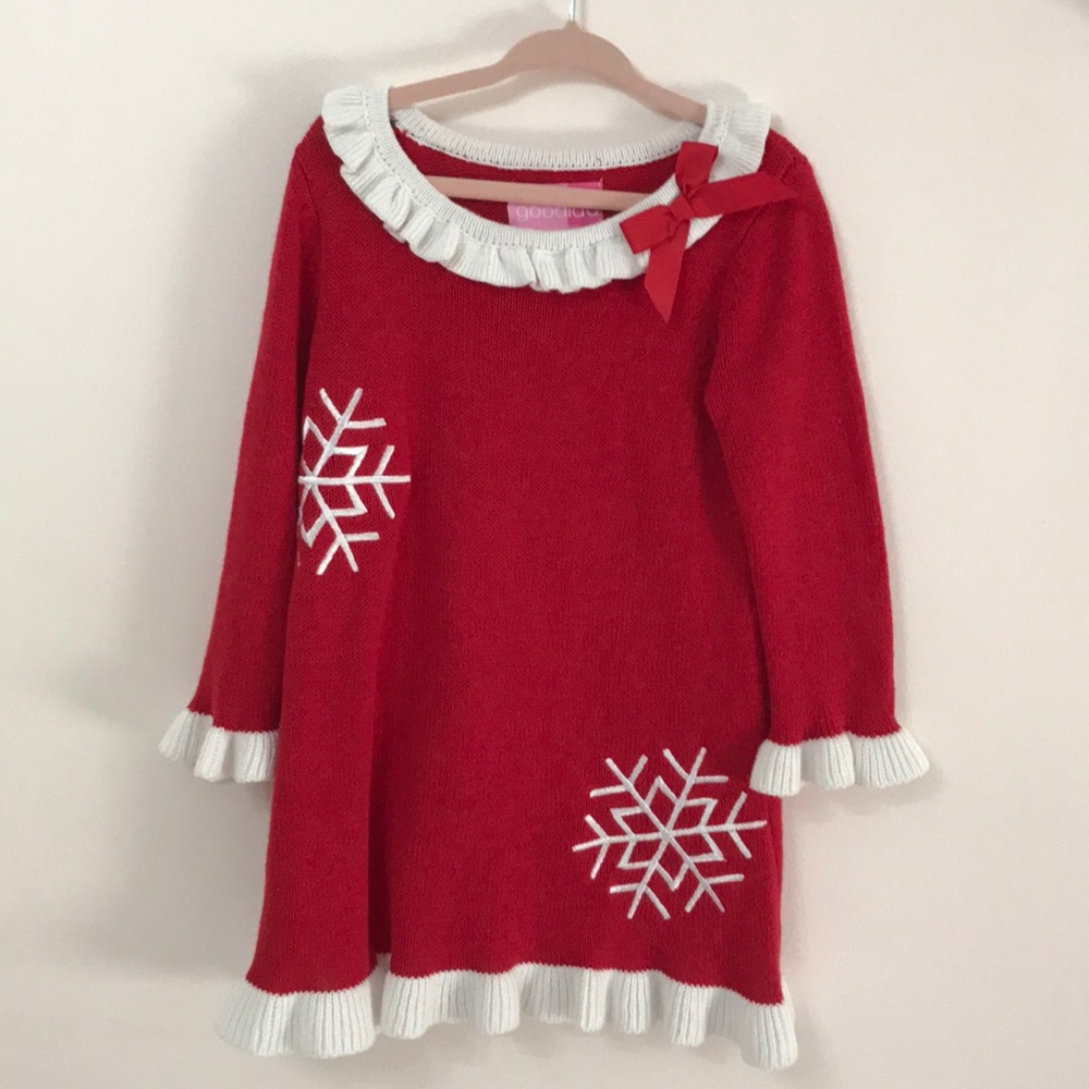 Red ruffle detail little girls holiday dress!